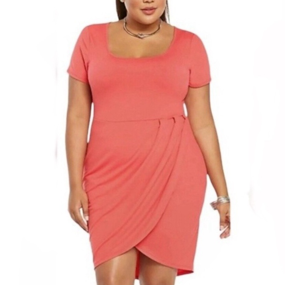 TORRID Tulip Dress Jersey Mini Pink Coral Womens Plus Size 3 3X 22 / 24